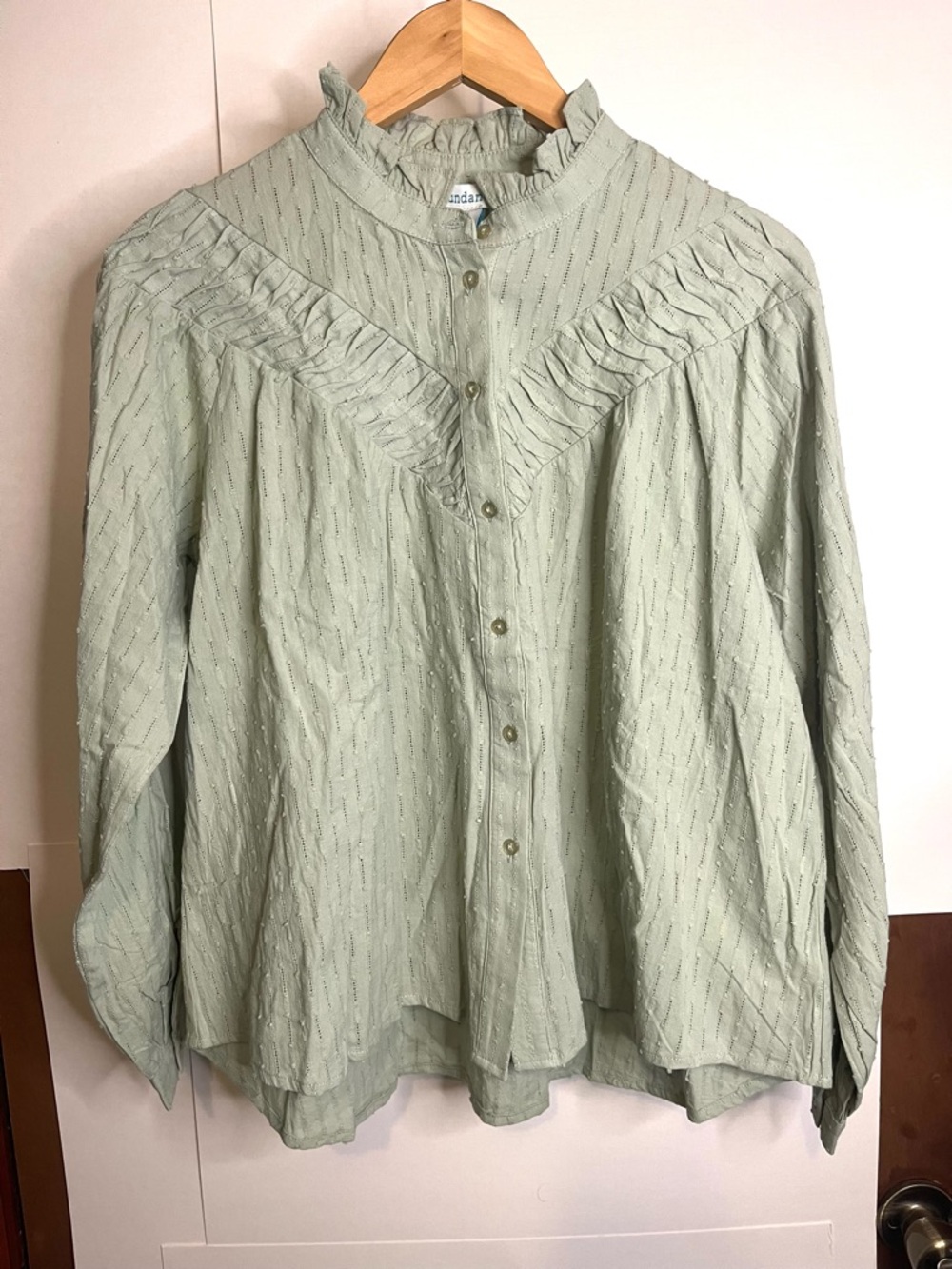 Sundance Women’s Size M Sage Green Cotton “Fresh Breezes” Peasant Top